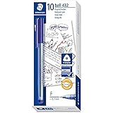 Muy fácil de escribir Staedtler 432 F-3 Office Colours - Bolígrafo, Ancho F, 0.3 mm, 10 Unidades, Caja de Cartón, Color Azul