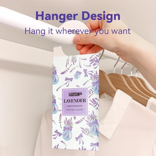 Image of MYARO 12 Packs Lavender Hanging Closet Air Freshener Long Lasting Drawer Deodorizer Smell Good Potpourri Scented Sachet for Home House