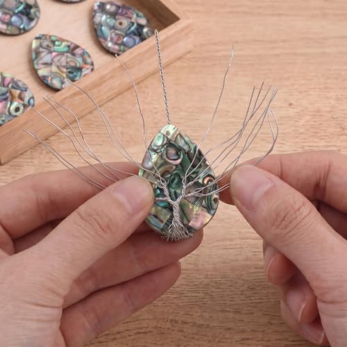 sedmart Tear Drop Abalone Shell Pendent Necklace Wire Wrap Abalone Shell Tree of Life Pendant Necklace Fashion Necklace Jewelry for Women handmade necklace mothers day necklace for mom jewelry - Image 4