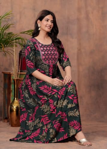 Image of Women's Rayon Embroidered Long Anarkali Kurta|Anarkali Gown for Women and Girls|Women's Kurtas & Kurtis