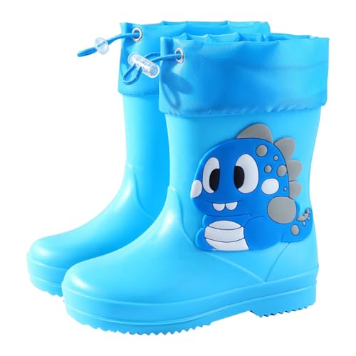 Botas de lluvia para niños, botines de caña ajustable, cómodas zapatillas de juego al aire libre, para niños de 2 a 9 años, azul, 23 EU
