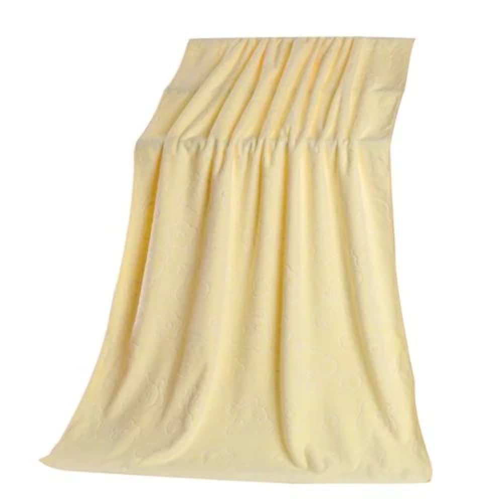 70x140cm Microfiber Bear Soft Water Absorbent Shower Bath Beach Towel Blanket Light Yellow