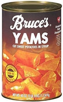 Bruce's, Yams, Cut Sweet Potatoes in Syrup,40oz Can (Pack of 2) (Choose Can Sizes Below) (40oz Can)
