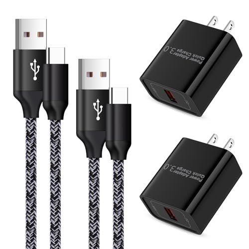 USB Type C Charger Fast Charge Dual USB Wall Plug Charging Blocks Android C Charger Cable Cord for Samsung Galaxy S24 S23 S22 S21 Ultra Plus S20 FE S10 S9 Note 20 10 A10e A01 A11 A12 A21 A20 A31 A42