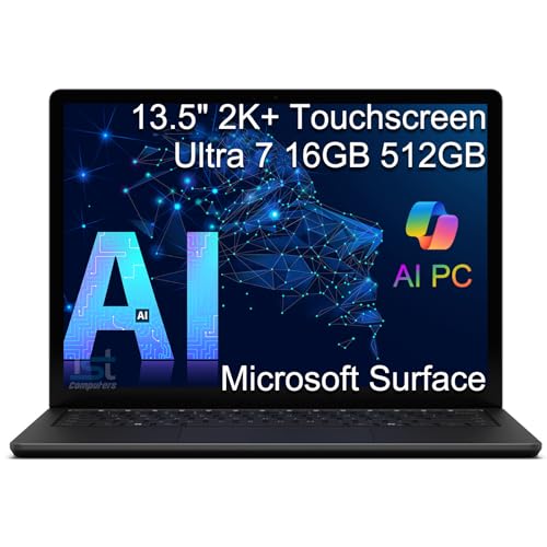 Image of Microsoft Surface Laptop 6 AI PC for Business (13.5 inch 2K+ Touchscreen, Intel 16-Core Ultra 7 165H (> i7-1355U), 16GB DDR5 RAM, 512GB SSD), 1080p IR Webcam, 18.5-Hr Long Battery Life, Win 11 Pro, Black