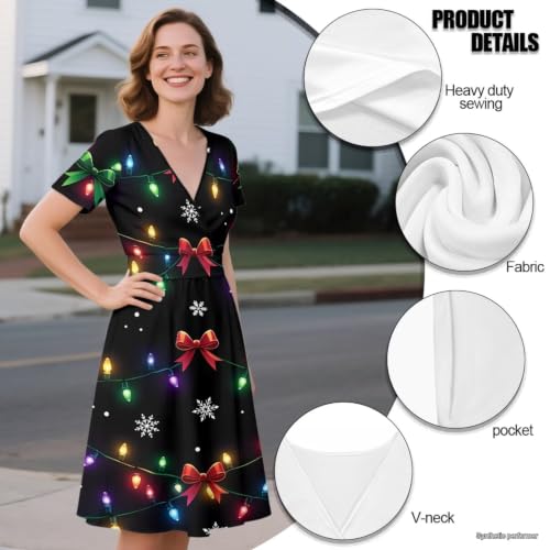 Image of Women's Summer Dresses Short Sleeve Formal Dresses with Pockets