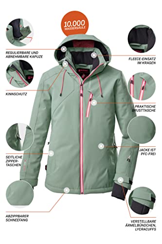 Foto von Killtec Damen Ksw 10 Wmn Jckt Skijacke Funktionsjacke mit abzippbarer Kapuze und Schneefang, grüngrau, 42 EU