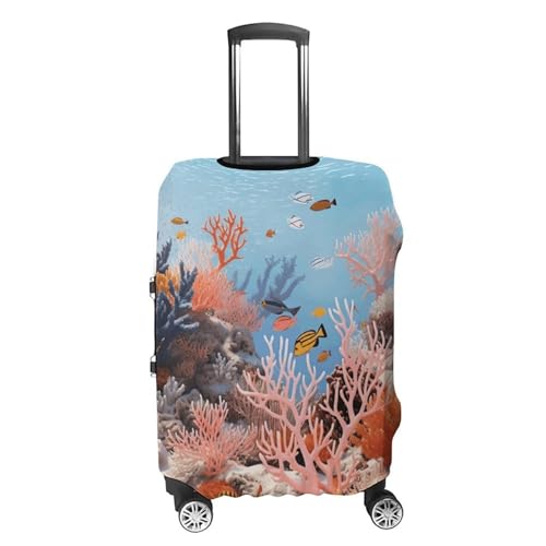 Coral Reef Luggage Cover, Elastic Luggage Protector Fits 19-32in Suitcases, Washable & Anti-Scratch Suitcase Cover for Men Women M4
