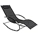 nxtbuy Leżak na biegunach Naxos ze stali w kolorze czarnym/srebrnym z powierzchnią do leżenia z tkaniny z tworzywa sztucznego, elegancki leżak ogrodowy z podłokietnikami i wbudowanym zagłówkiem