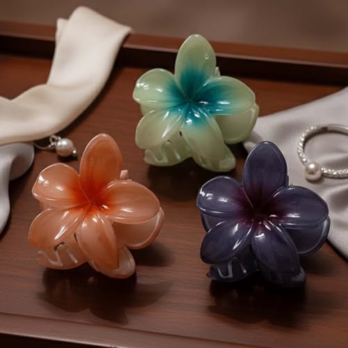 Image of Alvero Medium Flower Hair Claw Clips, Gradient Color Flower Hair Clature Set, Elegant Glossy Resin Hair Clips Ponytail Holder for Women & Girls - 6 x 6 x 2cm (Pack of 1-Piece, Any Color)