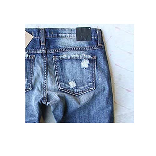 Women's Patchwork Straight Leg Jeans Plaid Patch Boyfriend Skinny Distressed Denim Ripped Slim Fit Raw Hem Jeans3