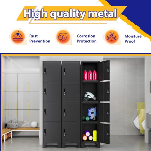 Image of PAOFIN Metal Tall Narrow Storage Lock Cabinet | Metal Filing Cabinets with 4 Locker Drawers for Home Office, Bathroom, Living Room, Dinning Room (Black)