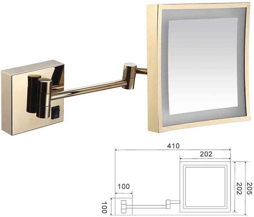 Miroir salle de bain LED de 8 pouces avec grossissement 3X et chargement USB pratique