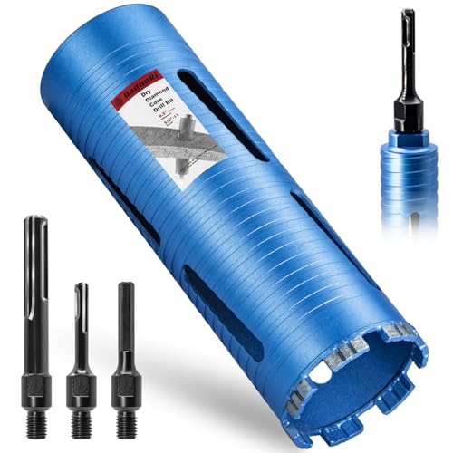 Image of 3-1 /4 inch Core Drill Bit with 3 Adapters Included: SDS Plus, SDS Max and 1 /2 inch Hex Abor, 5 /8 inch-11 Thread, 9.5 inch Drilling Depth Core Bits for Concrete Brick Block, Motar, Masonry(83mm)