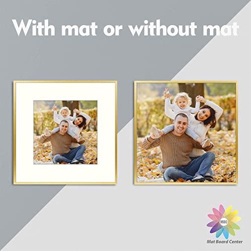 Mat Board Center, Set Of 3, 12X12 Aluminum Metal Picture Frames - Wall Display - For Art, Prints, Photos, Prints And More (Gold, 12X12) #TOP2