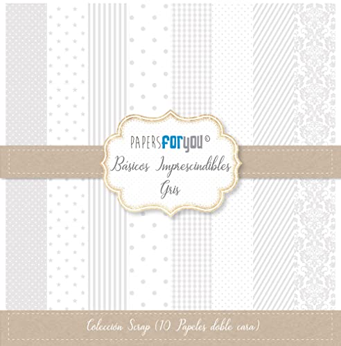 Papersforyou Colección 10 Papeles Scrap Doble Cara 180gr 12 X12 Básicos Gris Papersforyou Colección 10 Papeles Scrap Doble Cara 180gr 12 X12 Básicos Gris