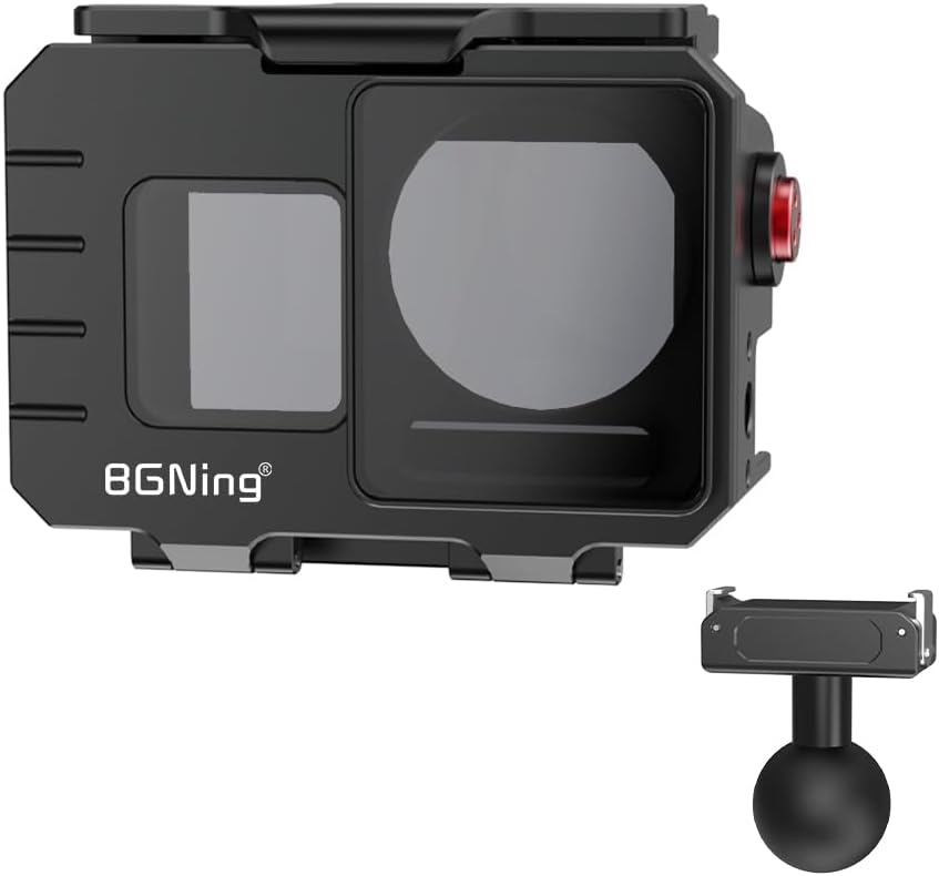 BGNing Diving Camera Protective Frame, Compatible with Action5PRO/4/3 Aluminum Sports Camera Deep Sea Waterproof Case, 80M Underwater Photography (one inch Ball Head)