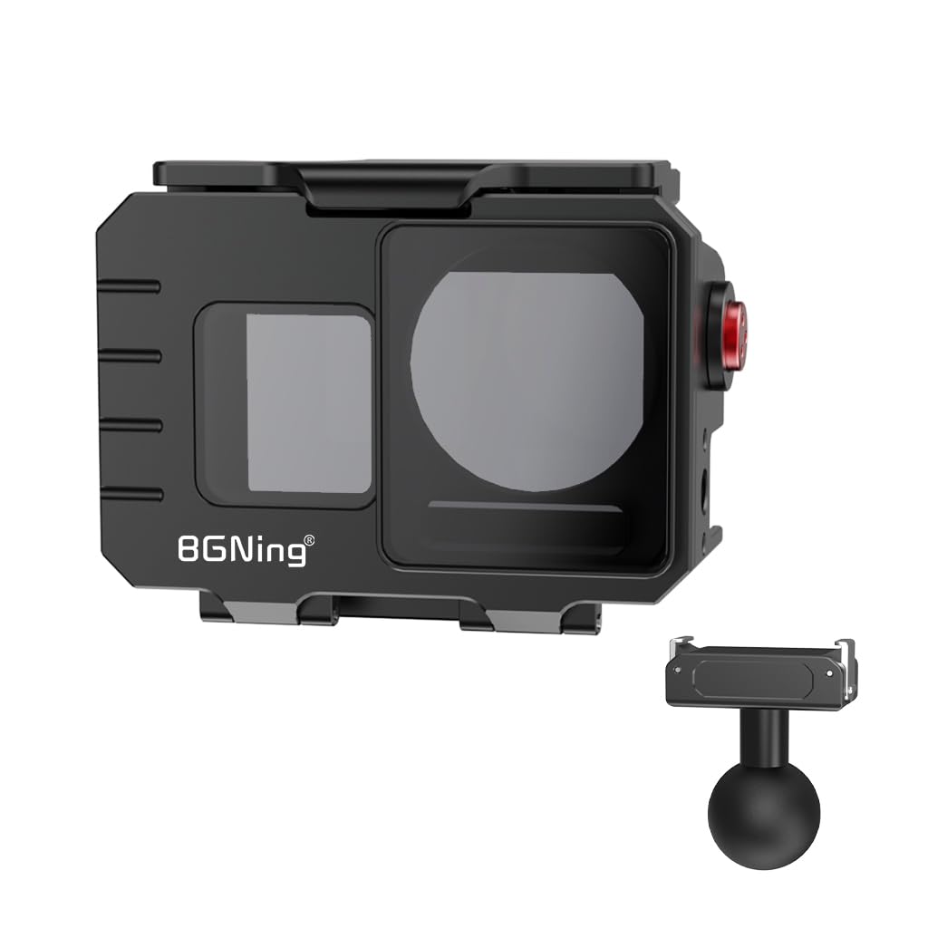 BGNing Diving Camera Protective Frame, Compatible with Action5PRO/4/3 Aluminum Sports Camera Deep Sea Waterproof Case, 80M Underwater Photography (one inch Ball Head)