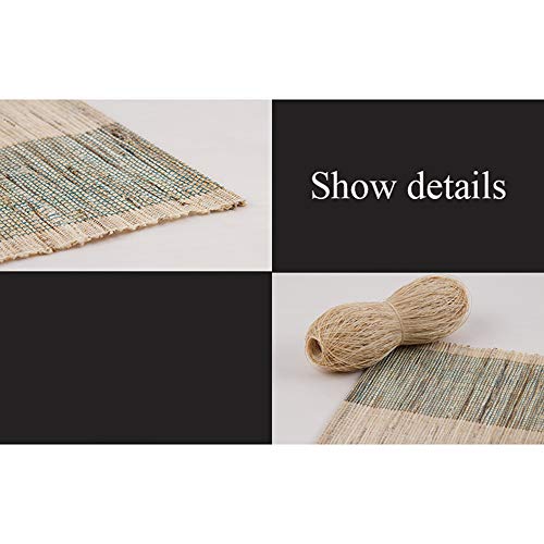 Ramie Cloth Burlap Table Runner, Hand-Woven Table Runner, Green On Both Sides, Light Brown In The Middle(Size:30×150Cm) #TOP1