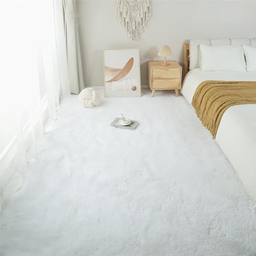 White Fluffy Area Rug Bedroom: Shag Rugs for Bedroom -White Area Rug 5x7 Plush Fuzzy Carpet for Living Room,Christmas Rug White Fluffy Area Rug Bedroom: Shag Rugs for Bedroom -White Area Rug 5x7 Plush Fuzzy Carpet for Living Room,Christmas Rug