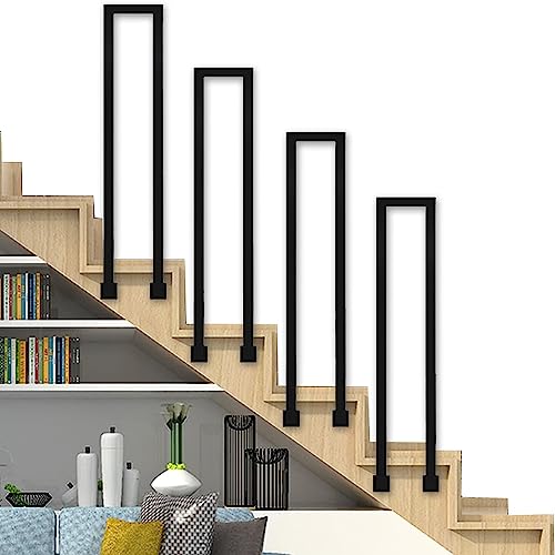Rambarde d'escalier noire en U avec supports pour extérieur et intérieur