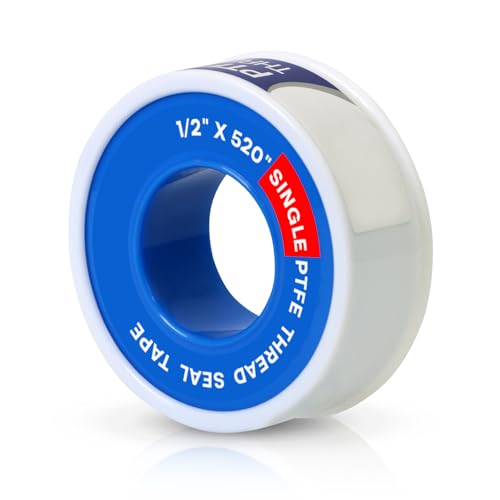 Supply Giant Plumbers PTFE Tape 1/2' W x 520' L Pipe Thread Tape, High Density Thread Sealant Tape...