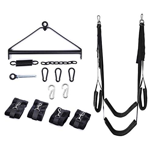 Black Sex Swing | Adjustable Couples Adult Position Toy | Positioning Furniture for Couples Women Men | Bondage BDSM Ball Gag Flogger Nipple Clamp Included