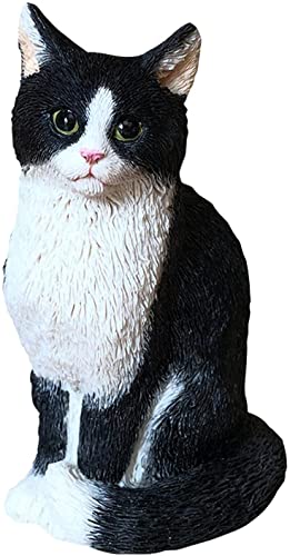 Wqking Cat Resin Outdoor Tree Sculpture Gift Garden Terrace Lawn Outdoor Cat Statue (Black) #TOP4