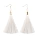 NLCAC Long Tassel Drop Earrings Dangle with Ball Hook Fringe Earring White for Women's Fashion Jewelry