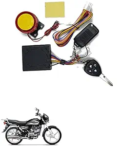 Qiisx Tubeless Motorcycle/Bike Alarm Security System Button Remote Key Anti-Theft Alarm with Dual Remote Control for Hero Splendor