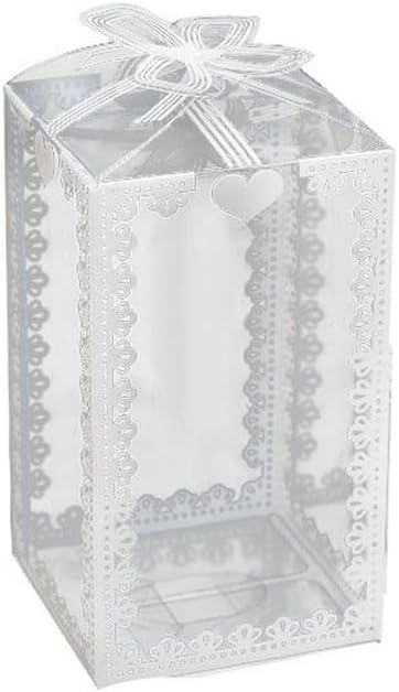 Leadigol 20 Pack Clear Favor Boxes with Bowknot,2.36 x 2.36 x3.94 inch,Transparent PVC Clear Favor Box Gift Boxes for Wedding, Party