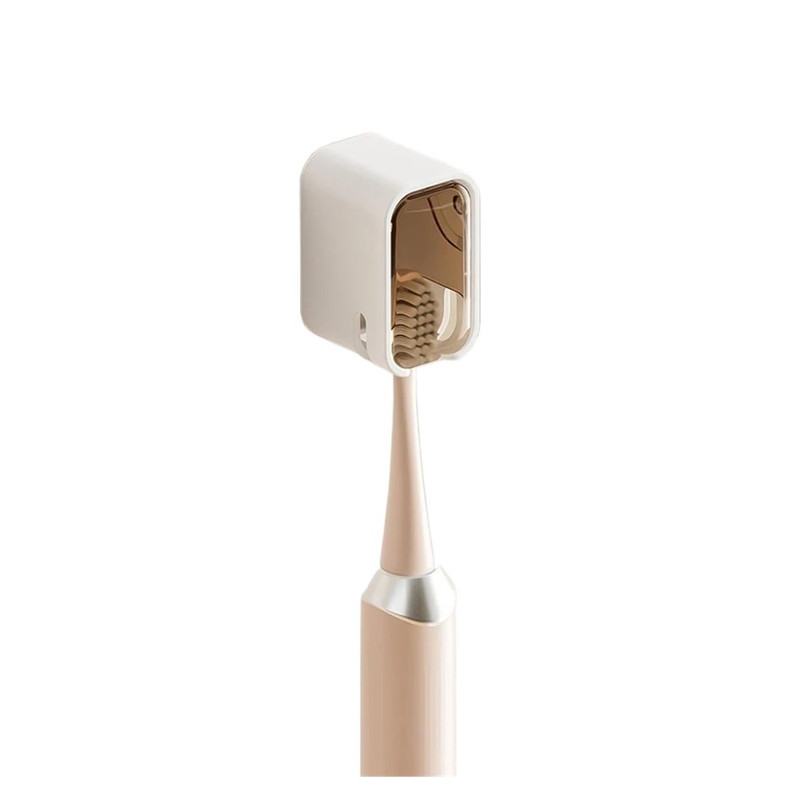1pcs Dust-Proof Covered Toothbrush Storage Holder, No Drill Self-Adhesive Bathroom Accessory(Coffee)
