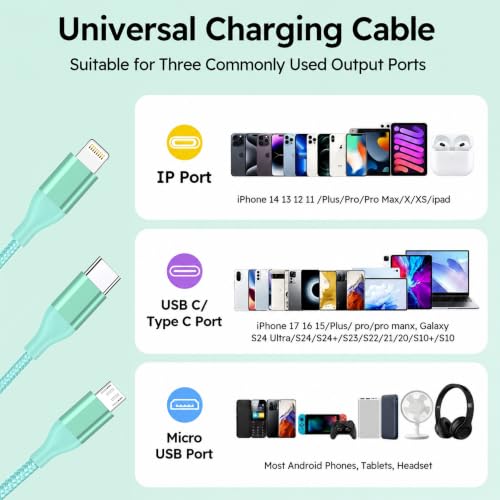 3 in 1 Charging Cable,Multi Charger Cable USB Phone Multiple Charger Cord — view 5