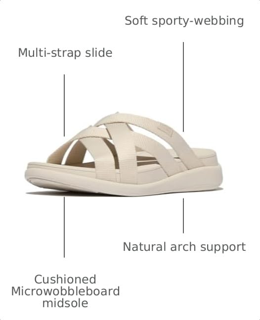 Image of FitFlop Women's, F-Mode Go Webbing Flatform Strappy Slide Sandal