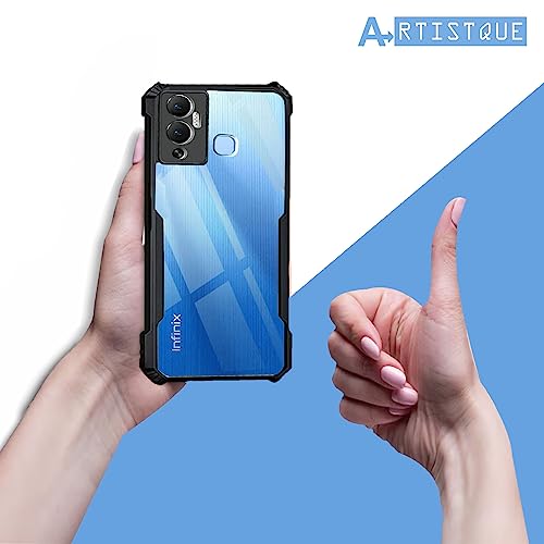 Image of A rtistque Clear Hard Transparent Acrylic Armor Anti-Drop Shockproof TPU Edge Back Cover Case for Infinix Hot 12 Play - Black