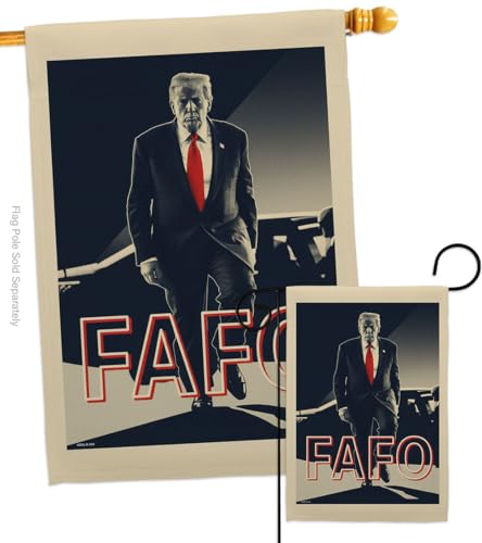 Trump FAFO Flag Set Wall Hanging Decor for Home Porch Strength Resolve America First Supporter Banner Quote Canvas Funny Poster Sign Patriotic Textile Outdoor Decoration Gift Made in USA