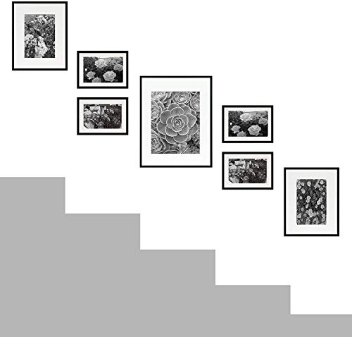 Golden State Art, Bilderrahmen für 1 Fotos à 28 x 35 cm, 2 x 25 cm und 4 Bilder à 12,7 x 17,8 cm Aluminium-Fotorahmen für Wand oder Tisch, Schwarz – Bild 6