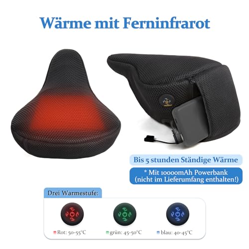 Housse de selle de vélo chauffante USB Thermrup imperméable avec couvre-selle anti-pluie