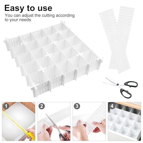 20 Schubladentrenner Verstellbar, Schubladeneinsatz Küche für Kleiderschränke Schreibtisch Organizer Schubladeneinteiler(31.9x6.9cm) + 10 Kreuzverbinder,5 Seitenverbinder,5 Verlängerungsteile