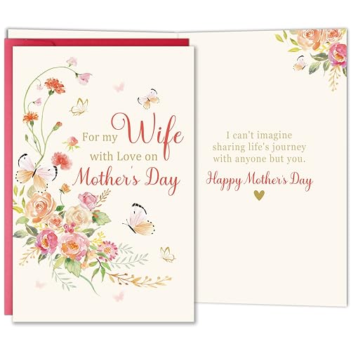 Bewoow Romantic Mother’s Day Card for Wife, Lovely Mother’s Day Card Gift for Her Women