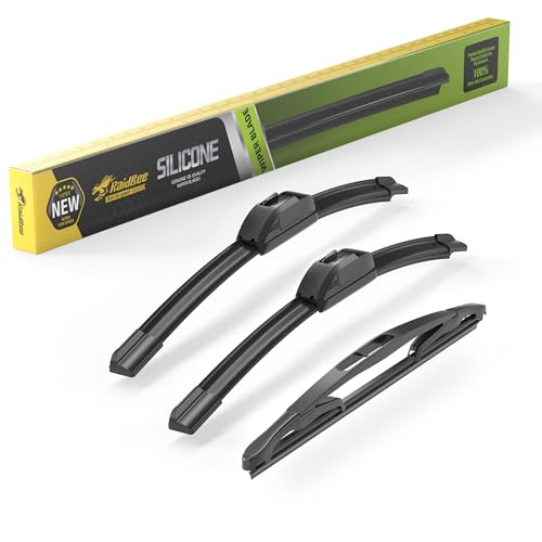 Image of Raidbee Silicone Windshield Wiper blades 3 pack Replacement for Jeep Wrangler 2018 2017 2016 2015 2014 2013 2012 2011 2010 2009 2008 2007 All-Season Silicone Windshield Wipers 15 inch 15 inch 12 inch