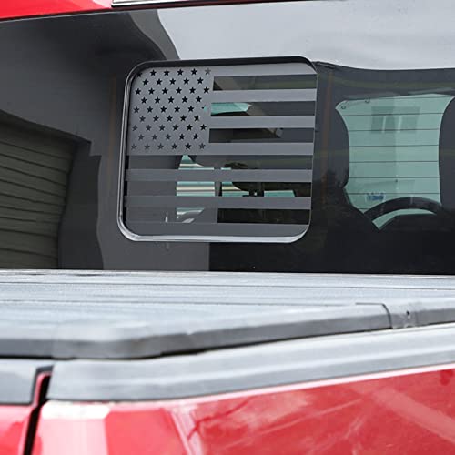 Zxiaochun Rear Middle Window American Flag Decal For Ford F150 F250 F350 2015-2022 2023 Back Centre Sliding Window Glass Usa Flag Vinyl Sticker(Matte Black) #TOP1