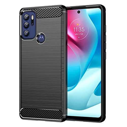 Topme Funda de Silicona para Motorola Moto G60s (6.8' Inches), [ Carcasa Case de Teléfono con Estilo de Textura Cepillada] - Negro