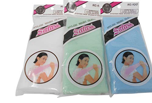 Salux - Toalla de baño (nailon), color azul, blanco y verde