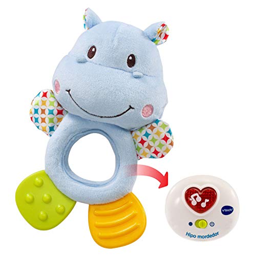 VTech-Baby HIPO mordedor Hipopótamo de peluche musical y sonajero que ayuda a calmar y aliviar a tu bebe con tiernas frases, canciones y melodías, Color azul (3480-502522), versión ESP - imagen 3
