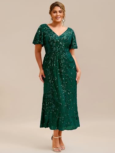 Image of Ever-Pretty Plus Women's Sequin Maxi Plus Size Formal Mother of Bride Dress