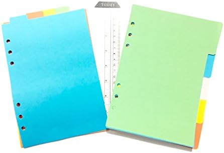 Timemorry 4Pack Colored Index Divider Classified Papers/Filler Papers with 1PCS Plastic Ruler for A5 6-Holes Notebook/Planner/Binder (4Pack A5+1 Plastic Ruler)