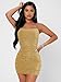 Floerns Women's Glitter Sleeveless Ruched Party Clubwear Bodycon Mini Dress Yellow Solid S