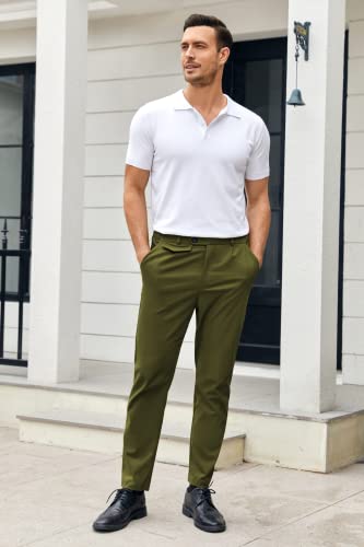 Image of Mens Chinos Slim Fit Pants Stretch Tapered Dress Pant Casual Trousers