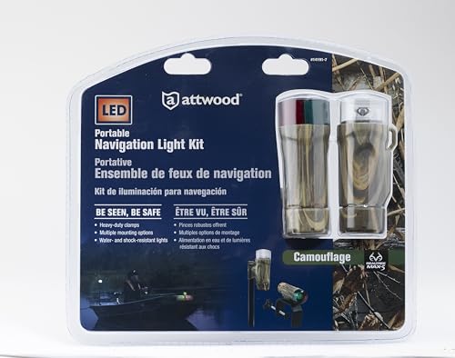 attwood Portable Navigation LED Light Kit, Realtree Max-5 Camouflage, Clamp-on or Deck Mount with Threaded Pole Stern, 14191-7 by attwood - Image 4